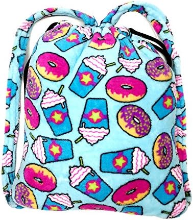 Confetti and Friends Fleece Throw Blanket with Drawstring Backpack - Frappuccinos and Donuts