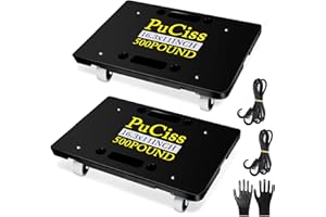 PUCISS Furniture Dolly - 2 Pack Furniture Movers with Wheels, 500 Lbs Capacity, Moving Dolly with Rope and Gloves, Portable and Light Dollies for Moving Heavy Furniture (Black - 2 Pack)