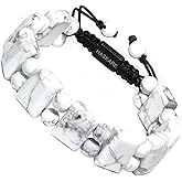 HASKARE Natural Stone Protection Bracelet for Men - Handmade Jewelry Men Bracelet Beaded Unique Cut, Tiger Eye Obsidian Howlite Bracelets Gifts for Him Christmas Father Day Birthday