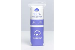 Organic Ultra-Soft Hypoallergenic 100% Cotton Rounds for Makeup Removal and Skincare, Lint-Free, 100 Count, 1 Pack