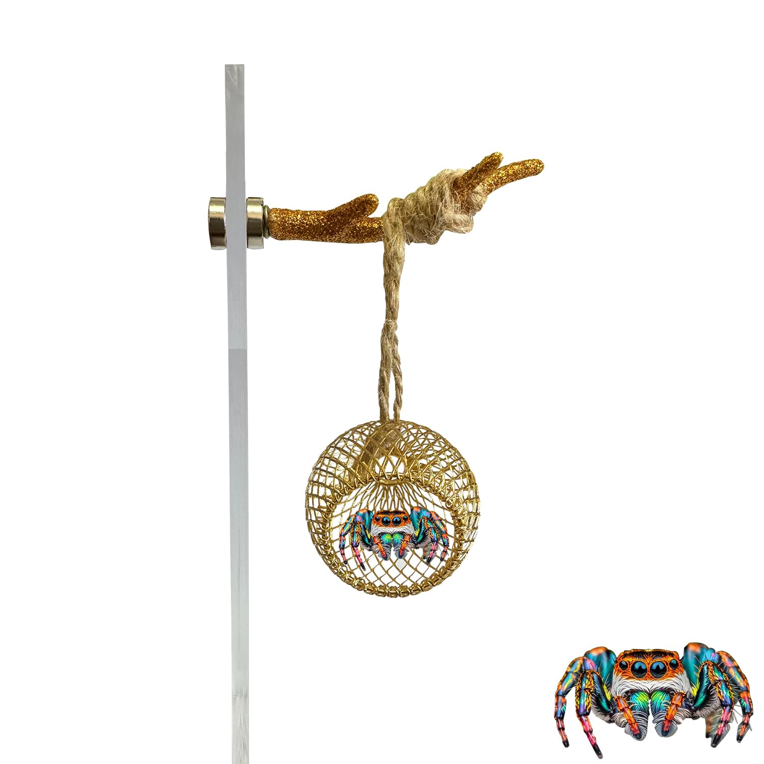 Okueejur Jumping Spider Hideout Jumping Spider Enclosure Accessories with Decoration Antlers Pet Spider Hideout Enclosure Accessories (Not Included The Jumping Spider Terrarium) (Gold) (Gold)