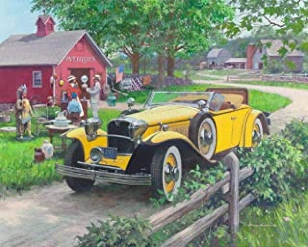 KELDOG Rompecabezas de Coche clásico Amarillo, Rompecabezas de Madera