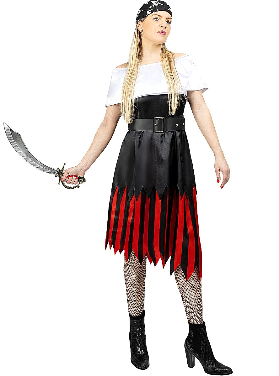 Funidelia | Pirate Costume - Buccaneer Collection for woman Corsair, Buccaneer - Costumes for adults, accessory fancy dress & props for Halloween, carnival & parties - Size M - Black