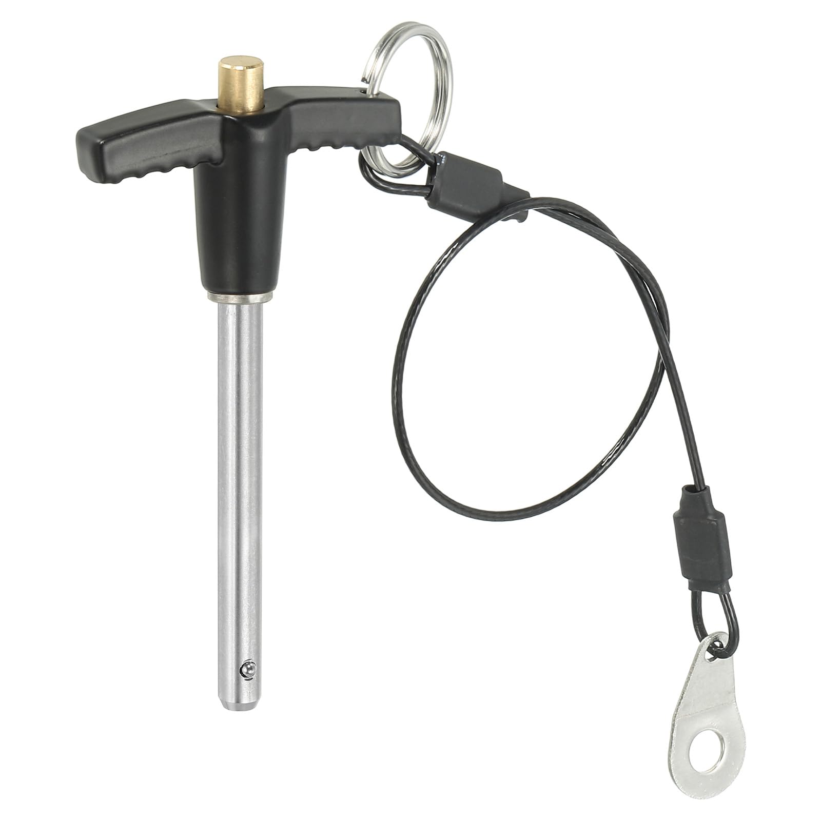 PATIKIL T Handle Lock Pins 1/4 x 1.97" (6 x 50mm), Quick Release Pin 304 Stainless Steel Safety Locating Pins with Push Button 25 cm Lanyard Cable