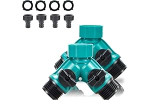 ECOESPTI Garden Hose Splitter, 2pcs 3/4" 2 Way Plastic Water Hose Splitter, Garden Hose Connector with Faucet Watering Shut Off for Landscaping, Gardening, Flower Planting, Irrigation