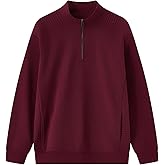FastRockee Mens Quarter Zip Sweatshirt Fleece Lined Plain Pullover Sweatshirts with Pockets S-3XL