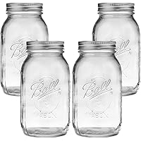 Ball Mason Jar, Clear Glass Ball Collection, Heritage Series, Regular Mouth(Pack of 4)
