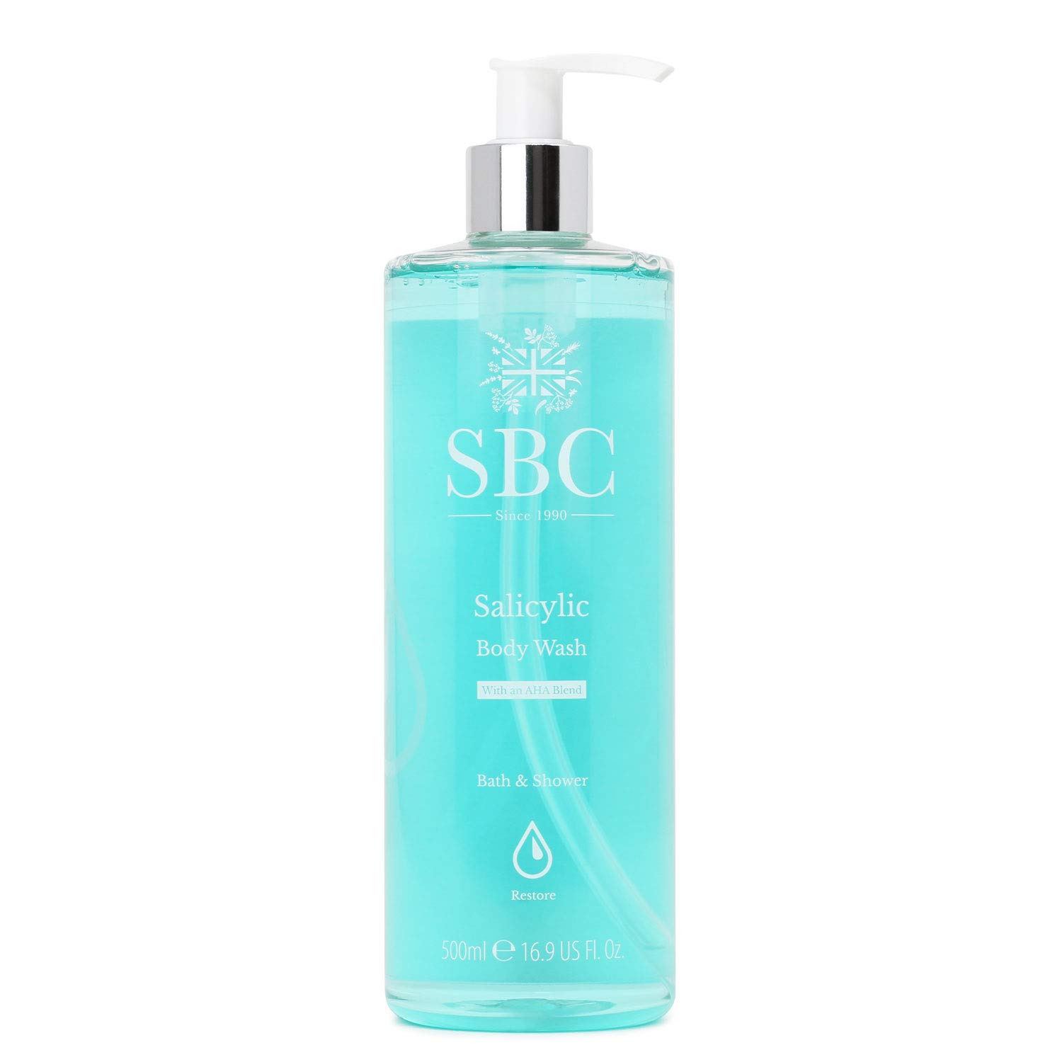 SBC Skincare Salicylic Body Wash - 500ml | Cleansing Shower Gel For Oily Skin | Vegan Friendly Body Wash For Men And Women | Salicylic Acid Shower Gel