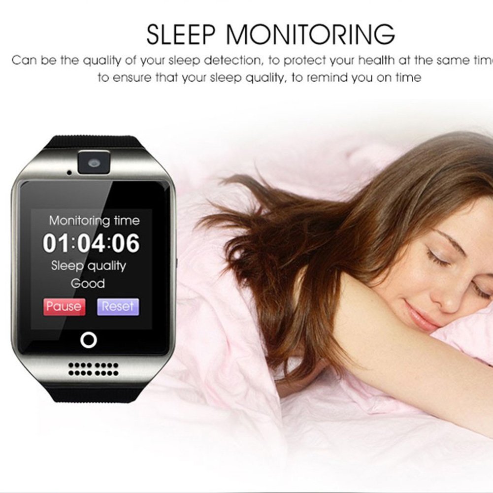 SinoPro Q18 Smart Watch, Sports Fitness Tracker Bluetooth Wrist Watch with SIM Card and TF Card Slot Camera Message Notification Sleep Monitor for iPhone Samsung and other Android Smartphone (Silver)