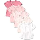 HonestBaby Baby-Girls 5-Pack Puff Sleeve T-Shirts 100% Organic Cotton Baby, Toddler, Little Kid, Girl