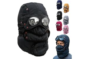 2026 New - Thickened Winter Thermal Hat with Glasses,4 in 1 Windproof Thermal Cap with Visor,Outdoor Winter Warm Hat Neckband