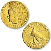 Collectible Coin with Antique Liberty Indian Head $10 Dollar, Uncirculated Morgan Historical Shangui Ritual Coin, Rare Old Coins for Collection, 1911 American Coin