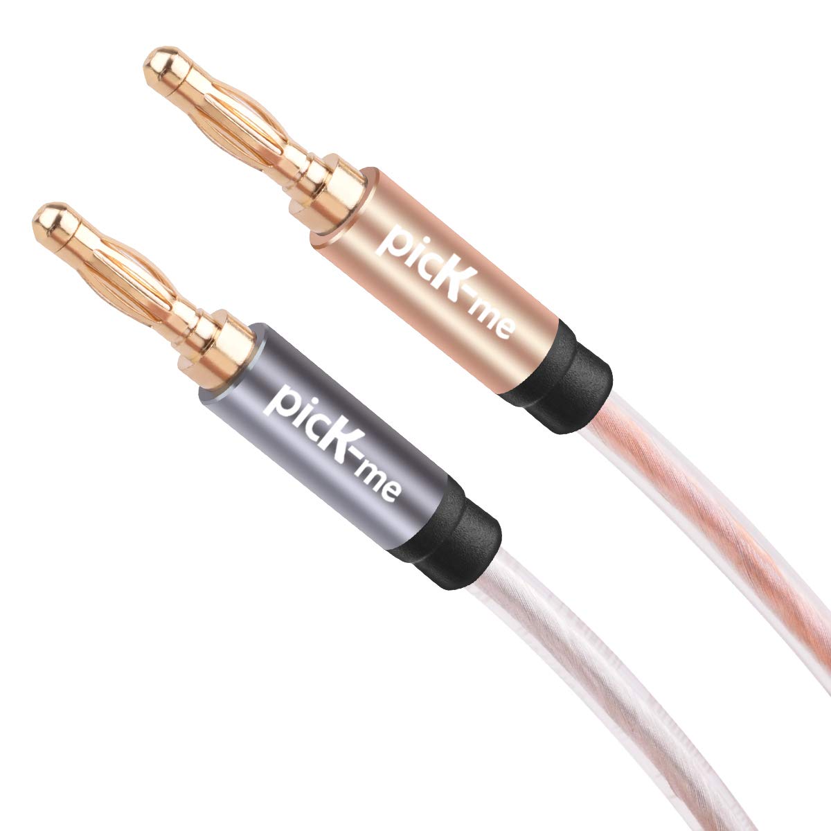 picK-me Thread Speaker Banana Cable, Gold Plated Double Pointed Banana Speaker Cable, 16AWG Speaker Cable with Banana Plugs (1.5M)