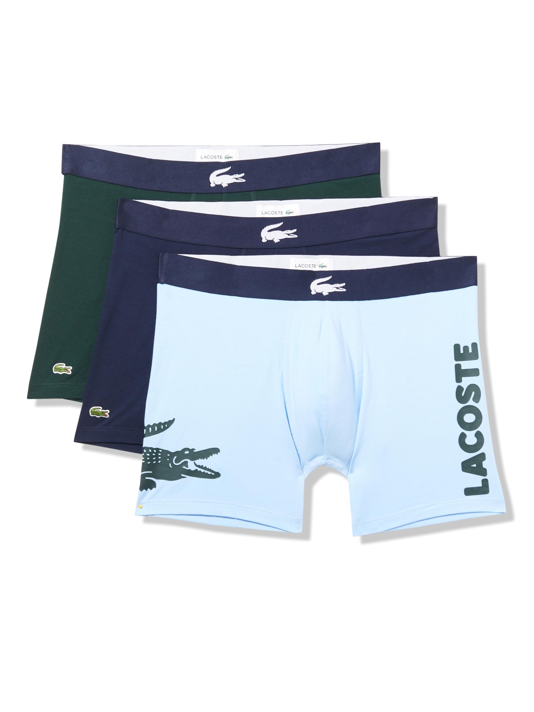 Lacoste Men's Cotton Stretch Big Croc Print Boxer Briefs, 3-Pack, Blue ...