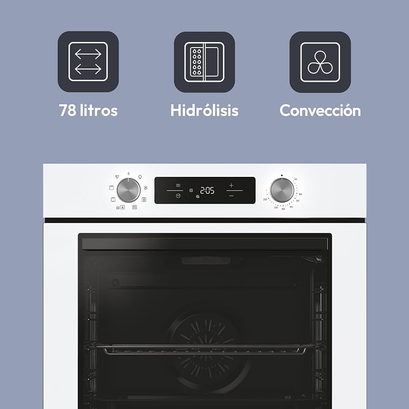 Assar 600 CA6 N3T1HTW Forno Multifunções, 78L, Receitas através da app hOn, 1 Tabuleiro e 1 Rack, Limpeza Hidrolítica, Convecção + Ventoinha, 9 Funções, UX Pronta, Branco