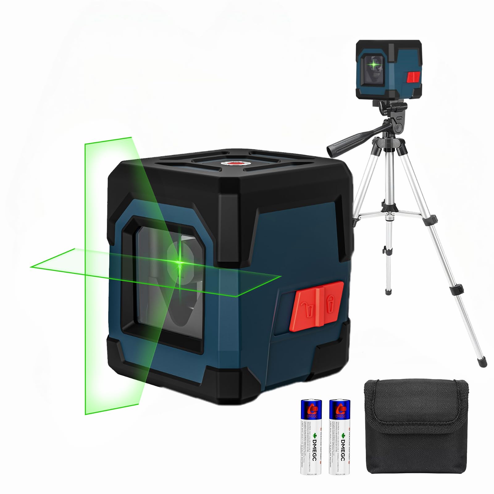 Laser Level with Tripod,RockSeed Green Cross Laser Level Horizontal and Vertical Line Rotatable 360 Degree Self Levelling Laser Level with Manual/Self-Leveling Mode Carrying Pouch,Battery Included