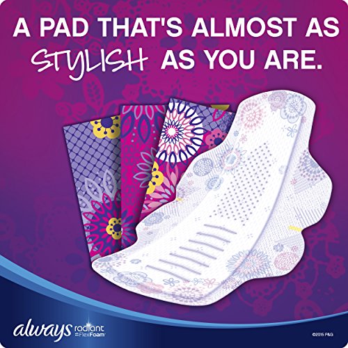 Always Radiant Feminine Pads for Women, Flexfoam Pads with Wings, Size 2, Heavy Absorbency, Lightly Scented, 26 Count x 3 Packs (78 Count total) (Packaging May Vary)