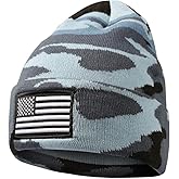 MIRMARU Men’s US American Flag Embroidered Folded Cuff Skull Beanie Cap – Comfortable Stretchy Warm and Cozy Winter Hat
