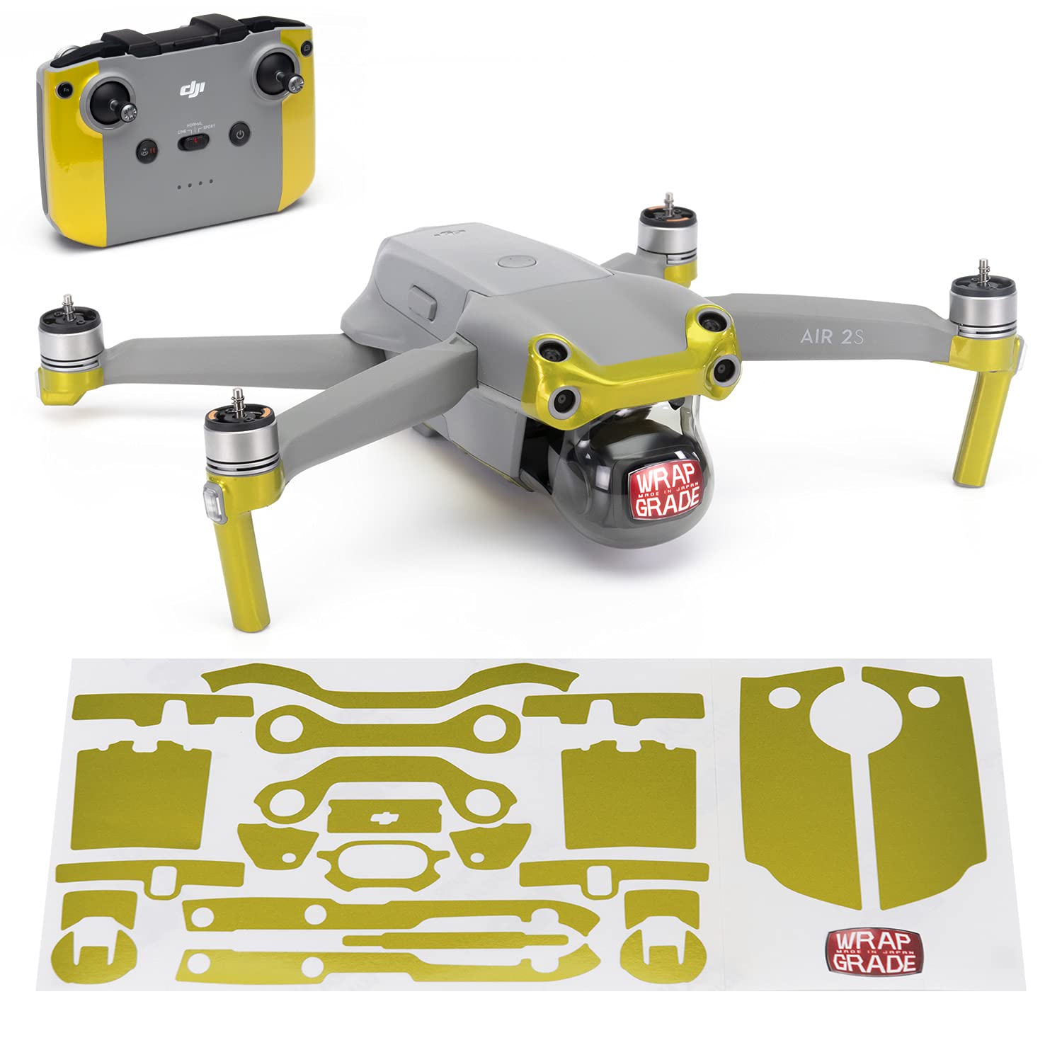 Wrapgrade Skin Compatible with DJI Air 2S | Accent Color A (LIMONCINO YELLOW)
