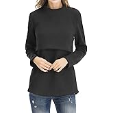 Smallshow Women's Fleece Nursing Tops Shirts Long Sleeve Breastfeeding Clothes