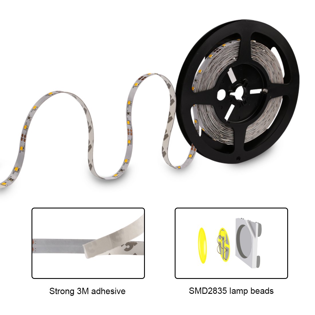 LEDMO LED Strip Lights, Upgraded 300Leds 16.4ft Warm White 3000K LED Light Strip+12V 5A Power Supply