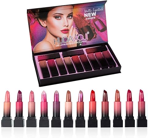 Huda Moji 12 Packset Rouge à Lèvres Matte Coffret Rouge à