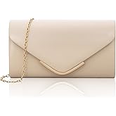 Larcenciel Clutch Purse for Women, Trendy Vegan Leather Envelope Evening Bags w/Chain, Wedding Cocktail Party Formal Handbags