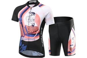 LiFschal Kids Cycling Jersey Set (Short Sleeve Reflective Jersey + Padded Shorts)