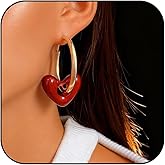 Red Heart Earrings Valentine Rhinestone Heart Hoop Earrings Valentines Day Jewelry Gift For Her 2026 Trendy Accessories