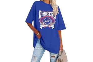 LOTUCY Baseball Shirts for Women Oversized Game Day Baseball Fan Shirt Baseball Mama Casual Short Sleeve Shirt
