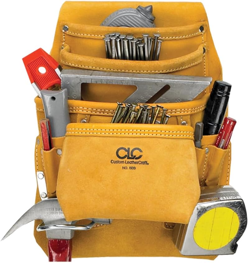 Kuny's API933 Carpenter Nail Tool Bag 10 Pockets Heavy Duty Top Grain Leather