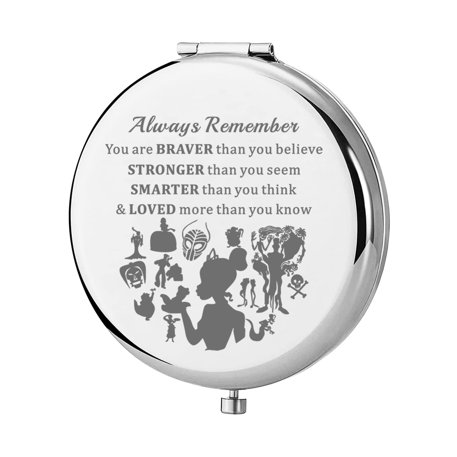 KEYCHIN Frog Princess Pocket Mirror Princess Fairytale Fans Gifts Always Remember You are Braver Stronger Smarter Than You Think Compact Makeup Mirror (Frog Princess Mirror-S)