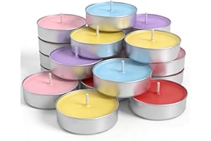Zevisy 50 Pack Tea Light Candles 3 Hour Unscented Extended Burn Time Tealights for Wedding, Valentine, Birthday, 5 Colors
