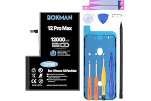 bokman for iPhone 12 Pro Max Battery Replacement, High Capacity 12000mAh Li-ion Polymer Battery with All Tool Kits