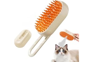 TROPAME Cloud Care Cat Brush，Cat Hair Steam Brush for Shedding， 2024 Best Cat Steam Brush, Pet Steam Brush, 3-in-1 Self-Cleaning Cat Brush with 360° Rotating Arm, Detachable Silicone Bristle Head (Brown)