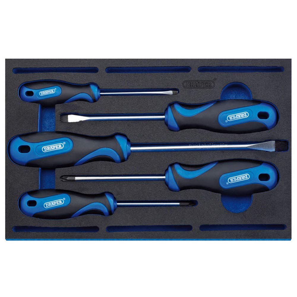 Draper 63400 Softgrip Screwdriver 5 Piece Set in 1/4 Eva Insert Tray