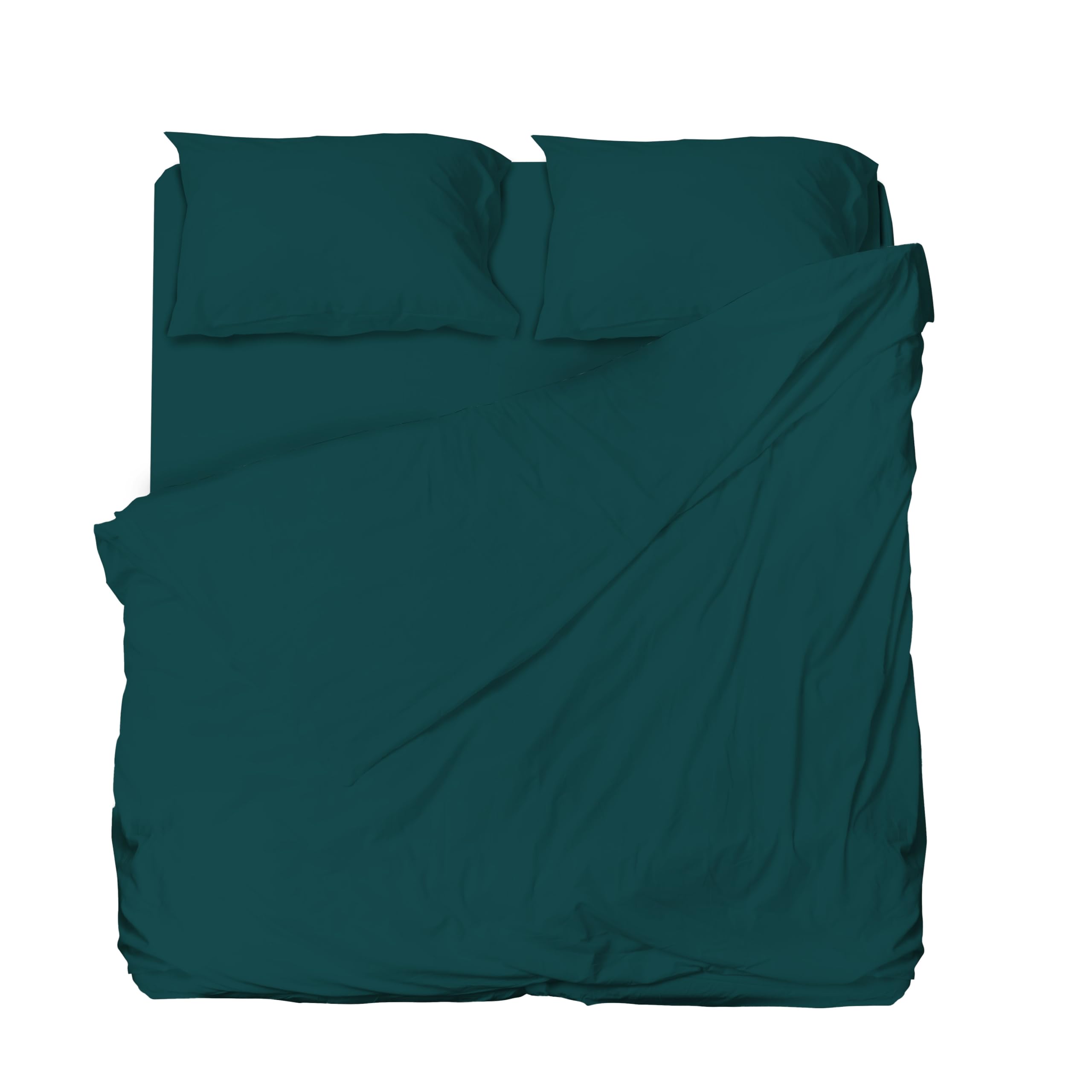 hermet Microfibre Double Bed Sheet Set, Teal, Complete Bed, Top Sheet, Fitted Sheet, Pair of Pillowcases, Winner