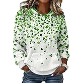 Naxsuia Women's St. Patrick's Day Shamrock Art Print Hoodie Relaxed Fit Long Sleeve Casual Holiday Pullover