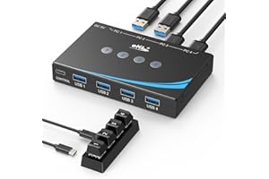 eKL USB 3.0 Switch 4 Computers Sharing USB Peripherals, 4 Port USB Switcher Sharing Mouse Keyboard Scanner Printer, with 3.5m