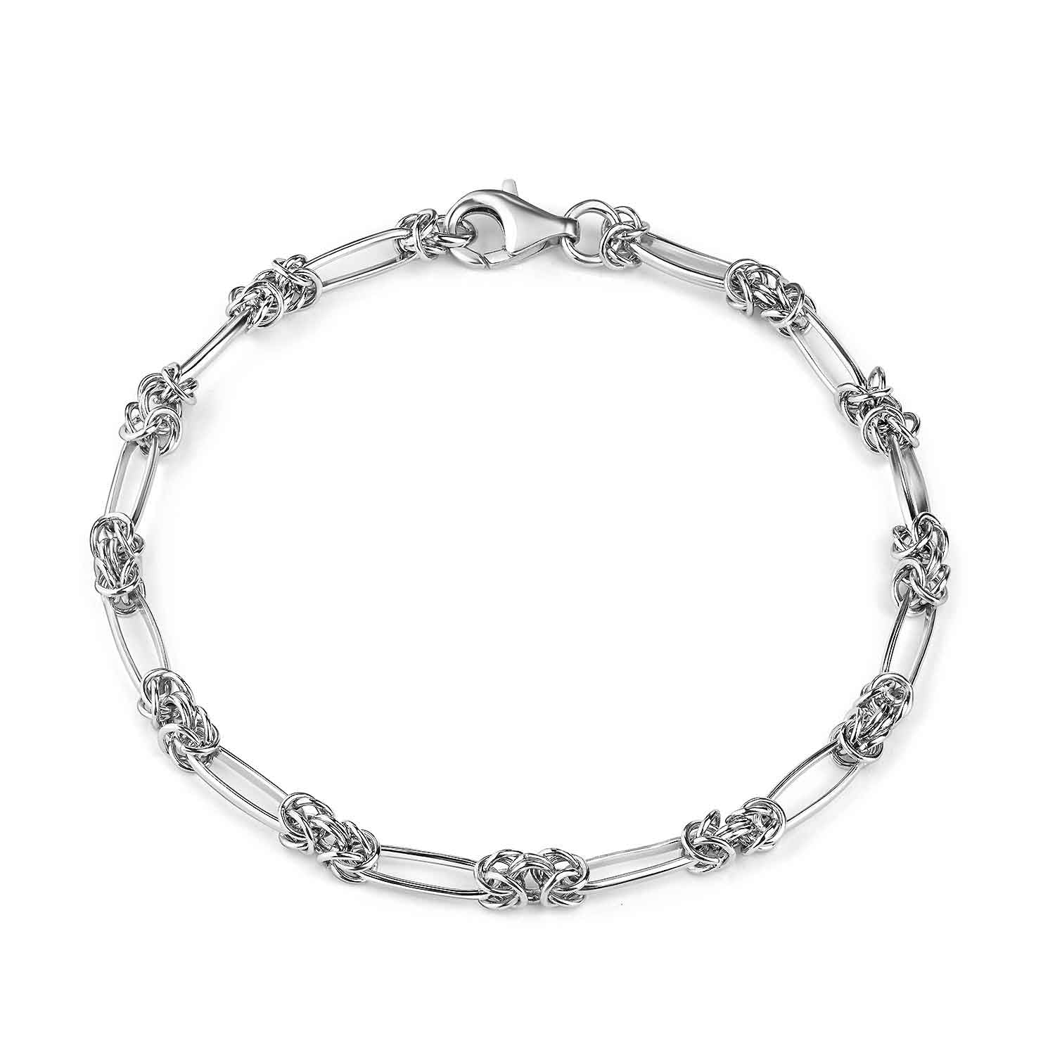 Materia Women's Byzantine Chain Bracelet 925 Silver – Women's Bracelet Wide with Gift Box 17-23 cm #SA-65 17 centimeters silver