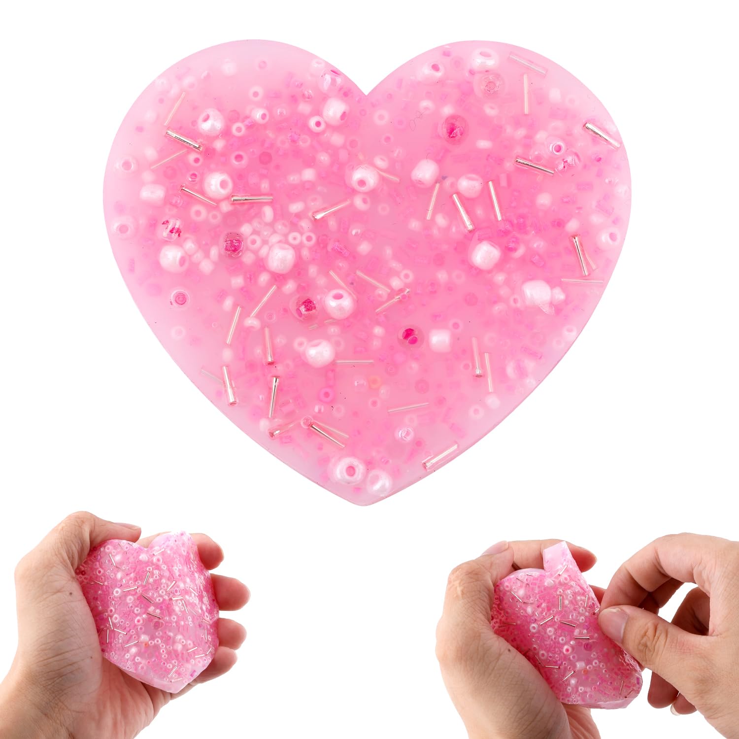 Skin Picking Fidget Toys, Skin Picking Toy Picky Pick Pads Pad Fidget Toys Bead Picking Fidget Toy for Skin Picking Adult (Love Heart, Pink)