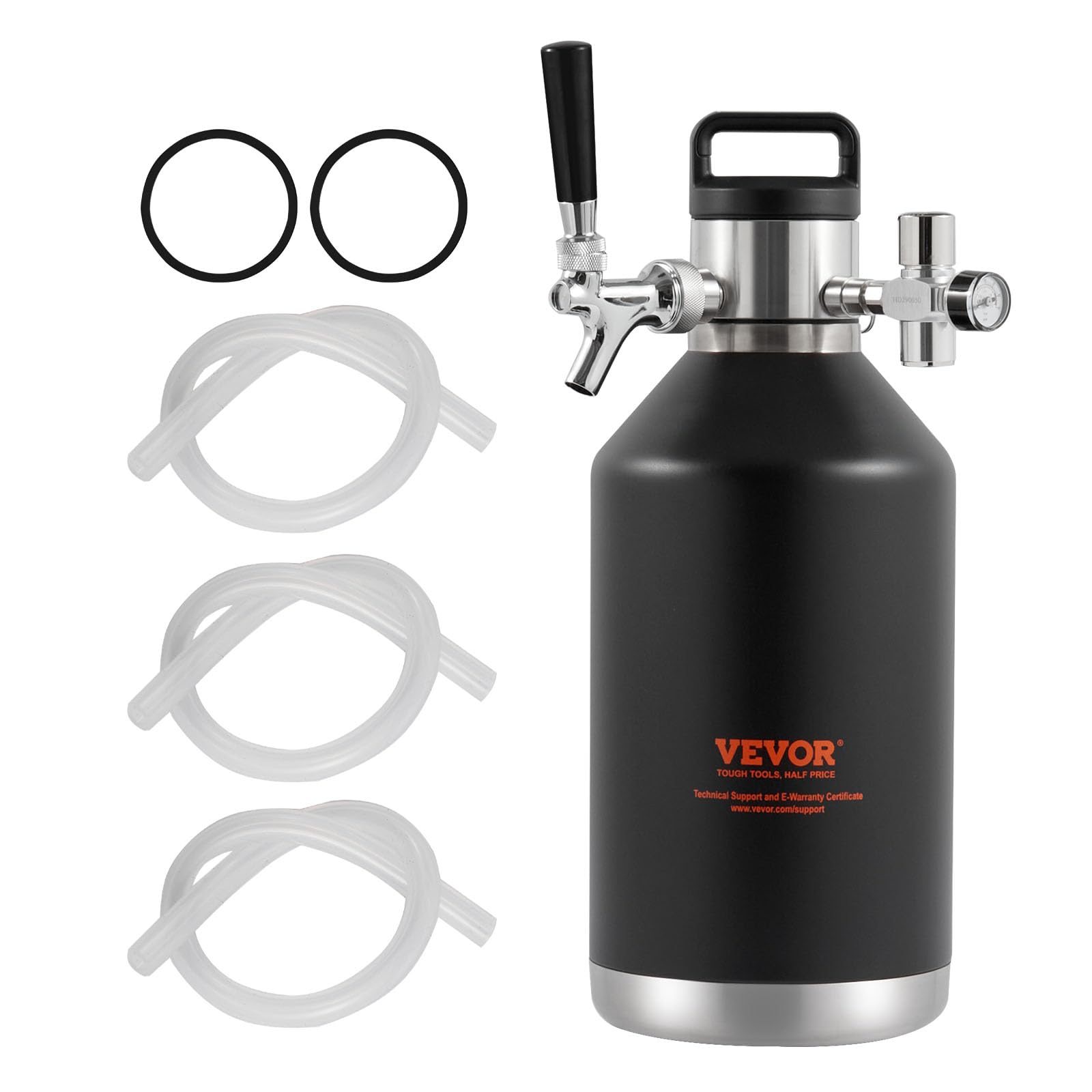 Photo 1 of Beer Growler Tap System, 128Oz 4L Mini Keg, 304 Stainless Steel Pressurized Beer Growler, Keg Growler with Pressure Display, CO2 Regulator Faucet, Leak-Proof Ring For Draft, Homebrew, Craft Beer