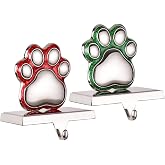 Layseri Paw Stocking Holders for Mantle,Set of 2 Paw Print Stocking Hangers for Fireplace,Mantle Clip Christmas Holder Hanger for Stocking/Garland,Pawprint Xmas Hooks for Stocking (Paw)