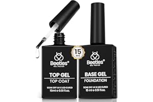 BEETLES GEL POLISH Beetles No Wipe Gel Top Coat and Base Coat Set for Gel Nail Polish - 2Pcs 15ml Super Shiny and Long Lasting Soak Off UV/LED Lamp Needed, Christmas Nail Art Design Gift