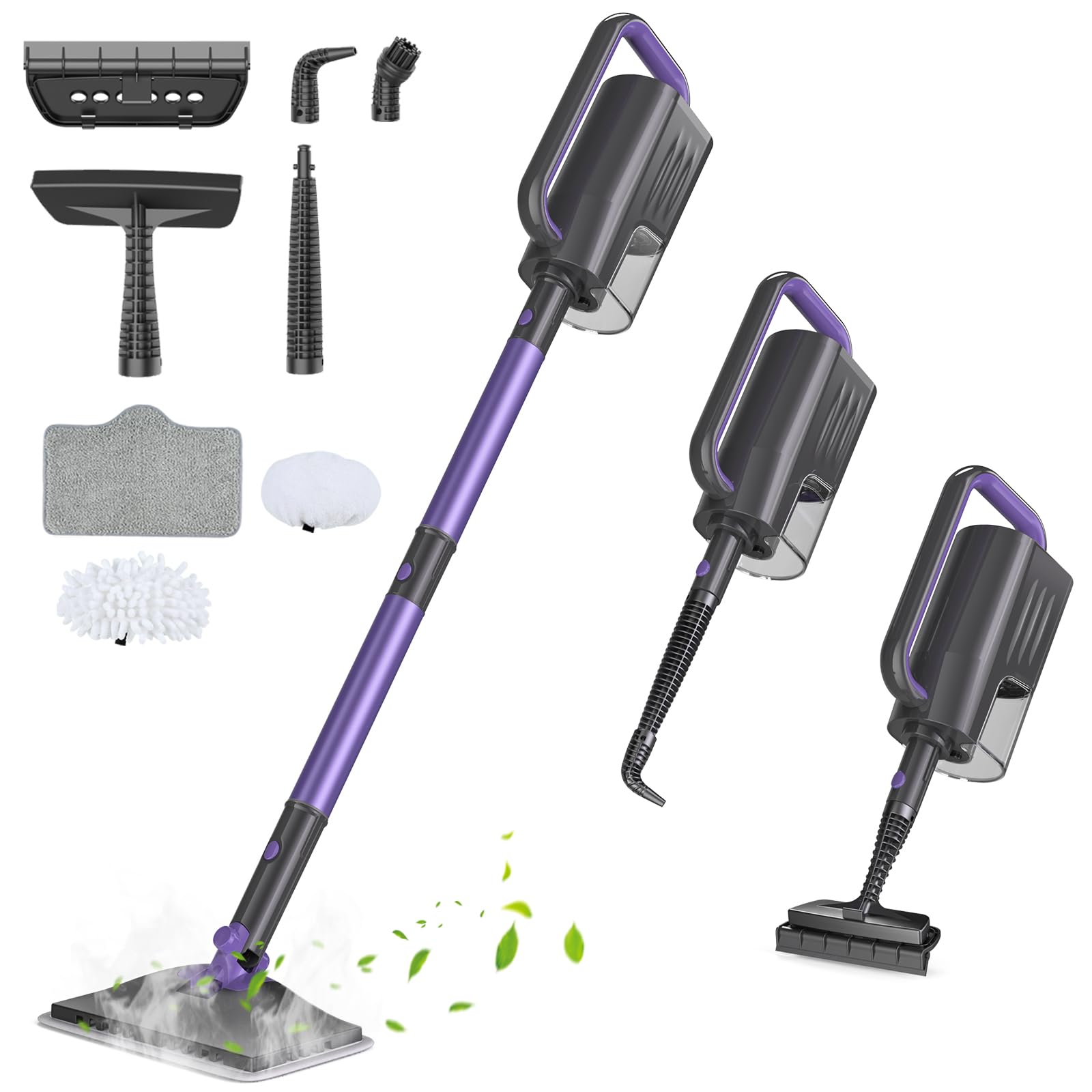 Photo 1 of Gatlei Steam Mop, Steam Cleaner with Large-Capacity Water Tank, 2 Washable Pads, 23FT Power Cable floor steamer, Detachable Steam Mops for Floor Cleaning (Purple)