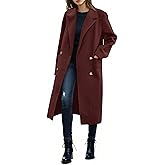 Saodimallsu Womens Winter Double Breasted Pea Coats Long Trench Coat Casual Work Office Overcoat with Pocket