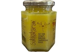 SUKHAKARAM A2 GIR COW CULTURED GHEE 250 ml | ORGANIC GRASS FED INDIAN GIR COW | TWO WAY WOOD CHURNED WITH BILONA METHOD | GLASS BOTTLE | PURE, NATURAL AND HEALTHY