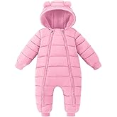 XMWEALTHY Baby Snowsuit Toddler Girl Clothes Cute Hooded Double Zipper Boys Winter Coat Unisex Romper for Infant