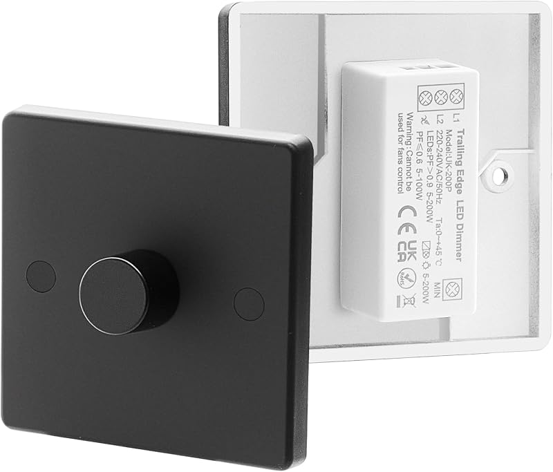 Thyristor LED Dimmer Switch 5-200W AC200-240V Black Memory Function