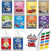 18 PCS Water Coloring Books Race Car Party Favors,Racing Bulk Watercolor Paint Set for Kids Birthday Classroom Goodie Bags Stuffers End of Year Student Gift Art Crafts Classroom Prizes(9 Styles)